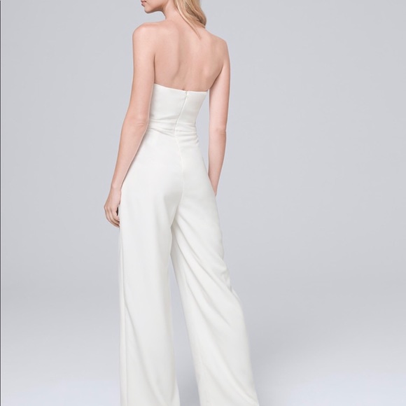 WHBM | White Strapless Split-leg Jumpsuit - Picture 2 of 5